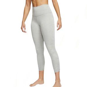 NIKE YOGA WOMEN’S RUCHED HIGH RISE DRI FIT 7/8 LEGGINGS GREY